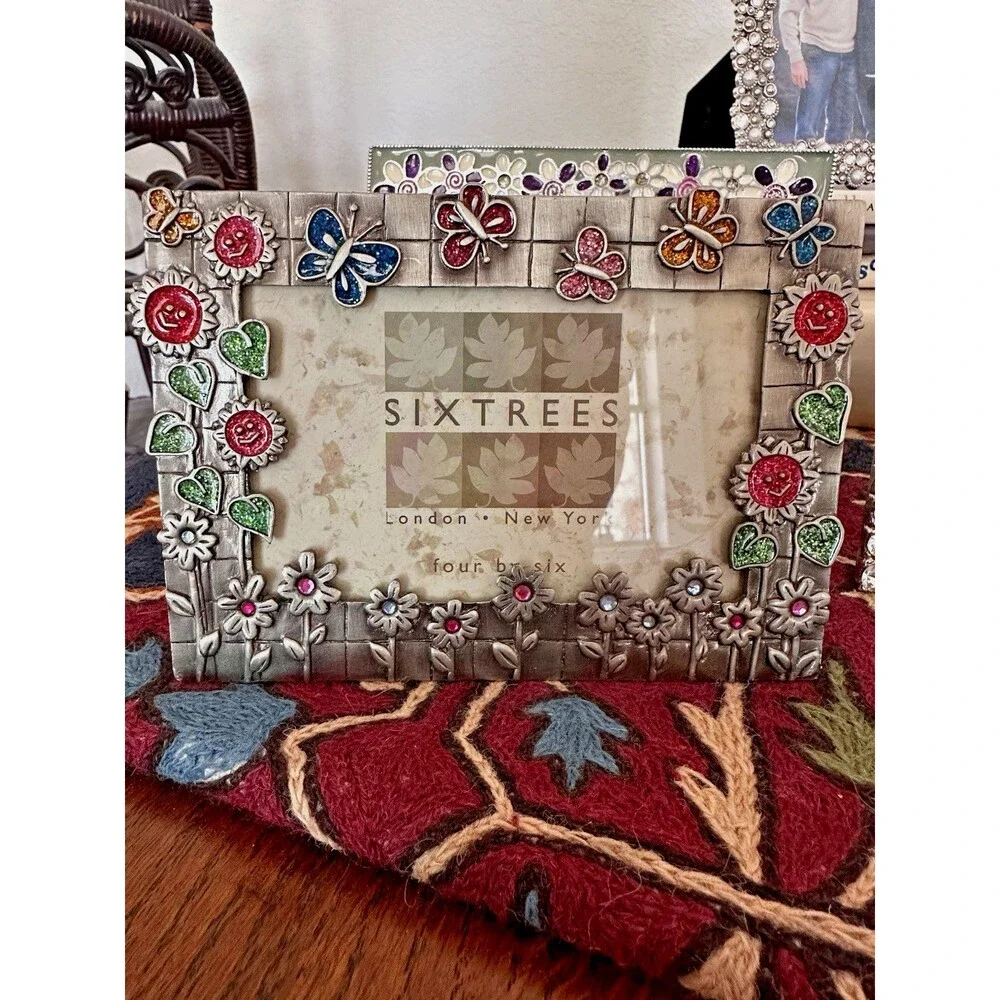 Whimsical Girl Butterfly Sixtrees  Photo Frame Enamel Jeweled 6X4
